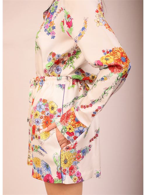 Short in seta a fiori Laboratorio Capri | MARIKAALLOVERBIANCOFIORIPESCI